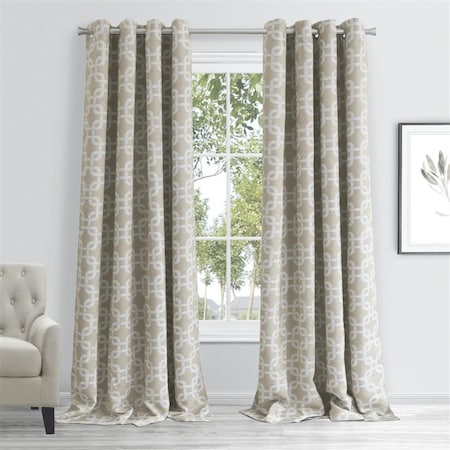 Palacedesigns 84 in. Sand Interlock Pattern Window Curtain Panel PA3668397